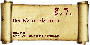 Bordán Tábita névjegykártya